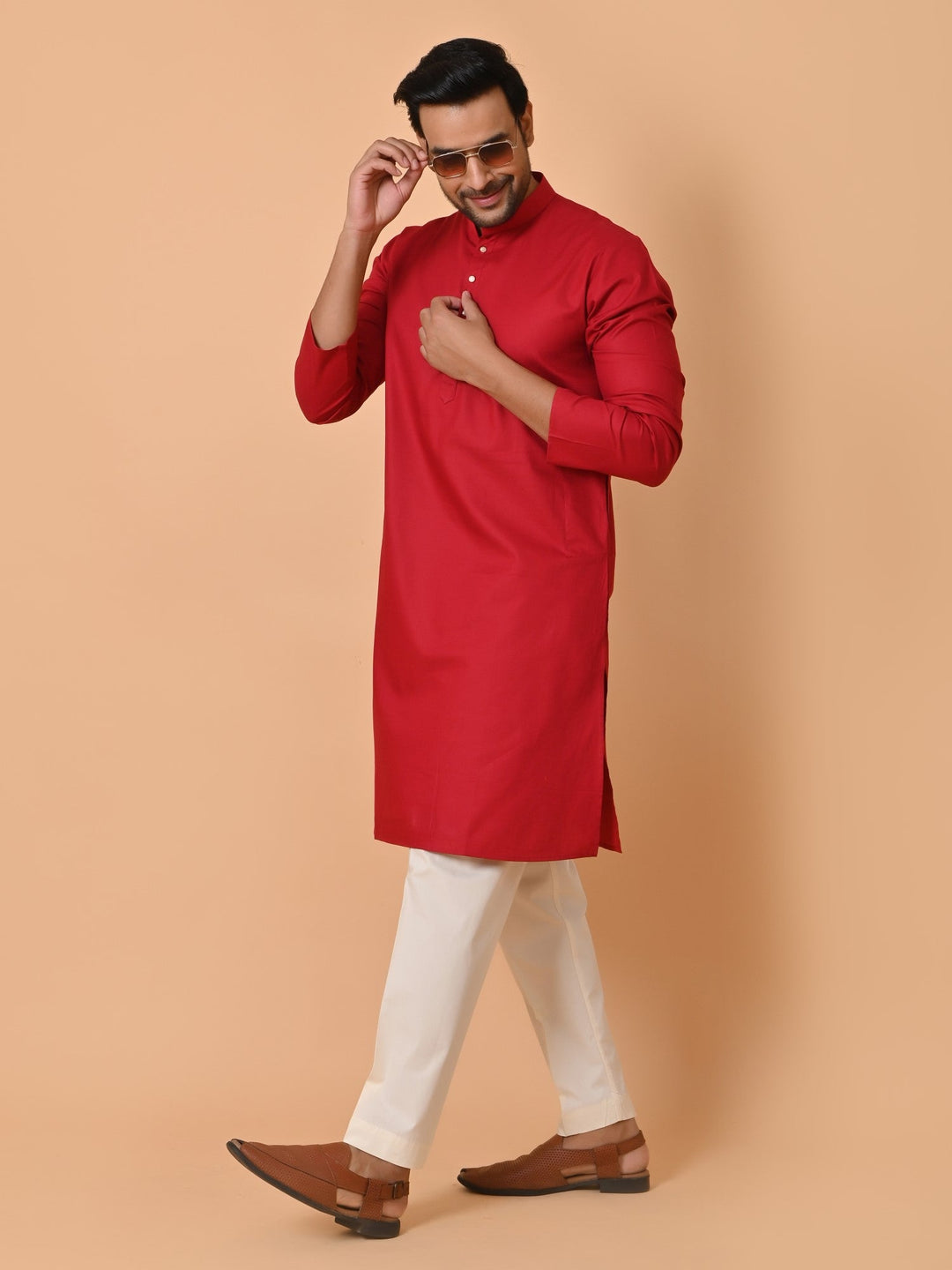 Solid Red Kurta Set