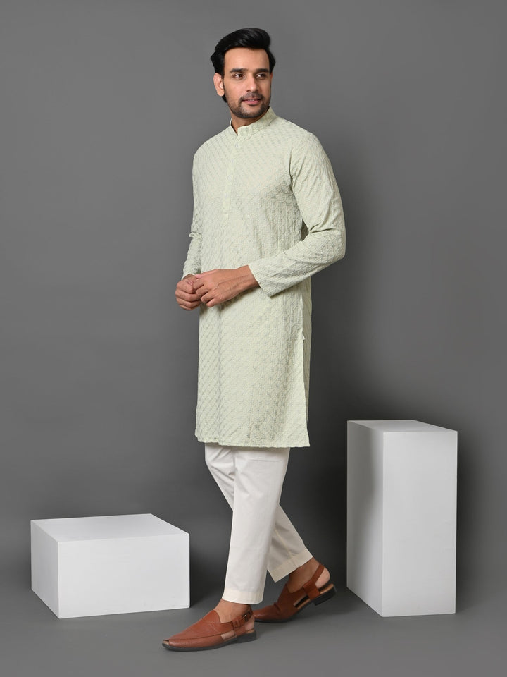 Chikan Green Kurta Set