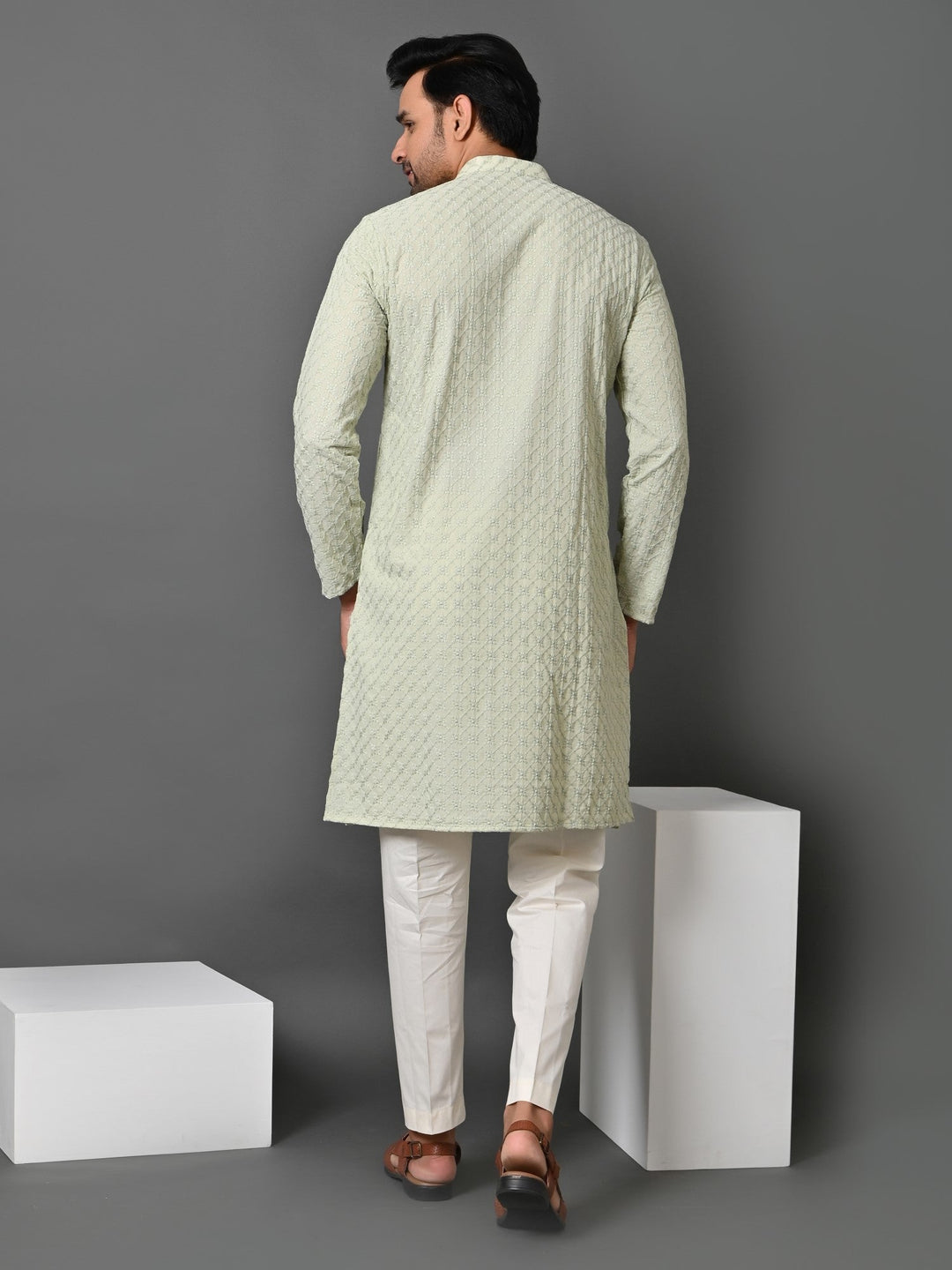 Chikan Green Kurta Set