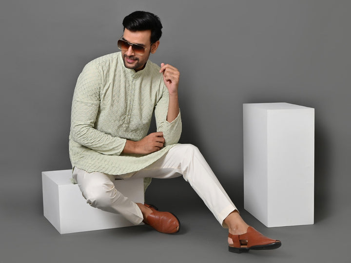 Chikan Green Kurta Set