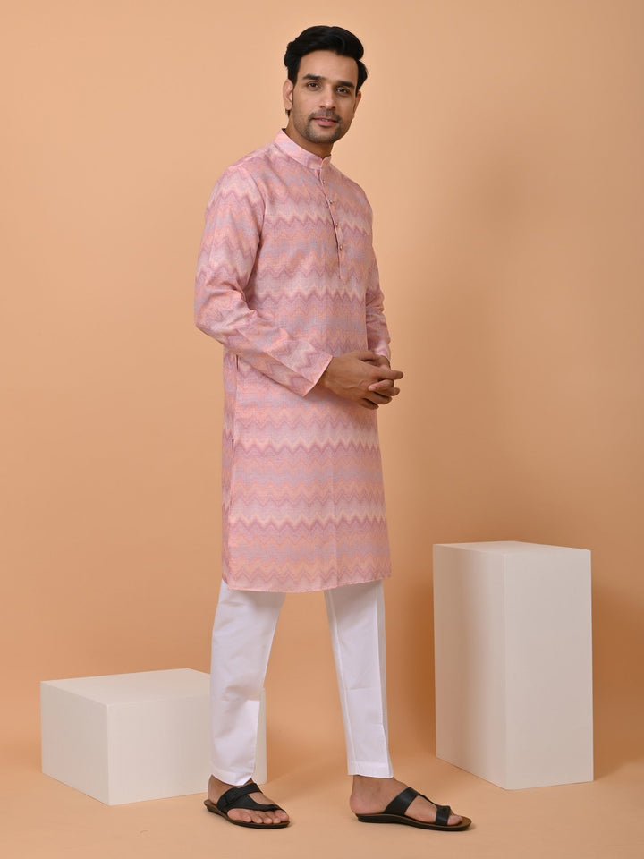 Geometric Pink Kurta Set