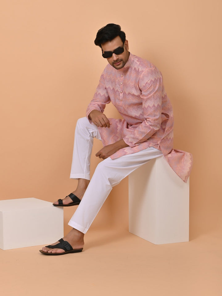 Geometric Pink Kurta Set