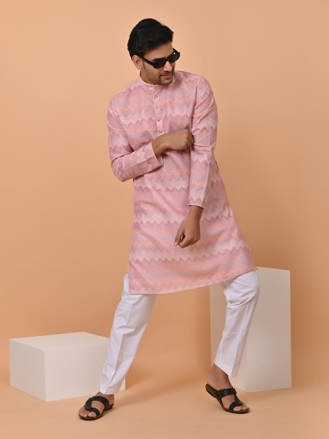 Geometric Pink Kurta Set