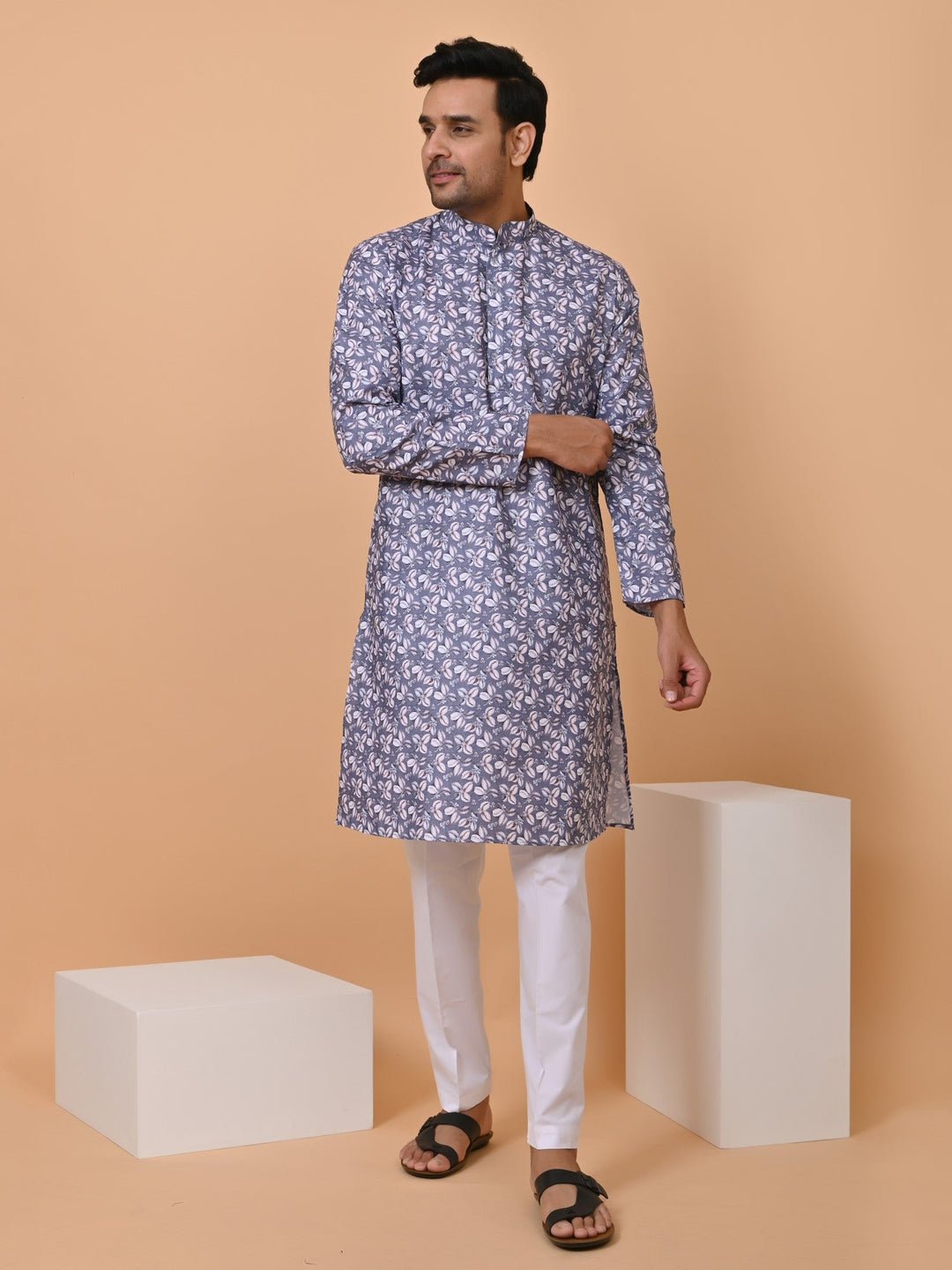 Floral Grey Kurta Set