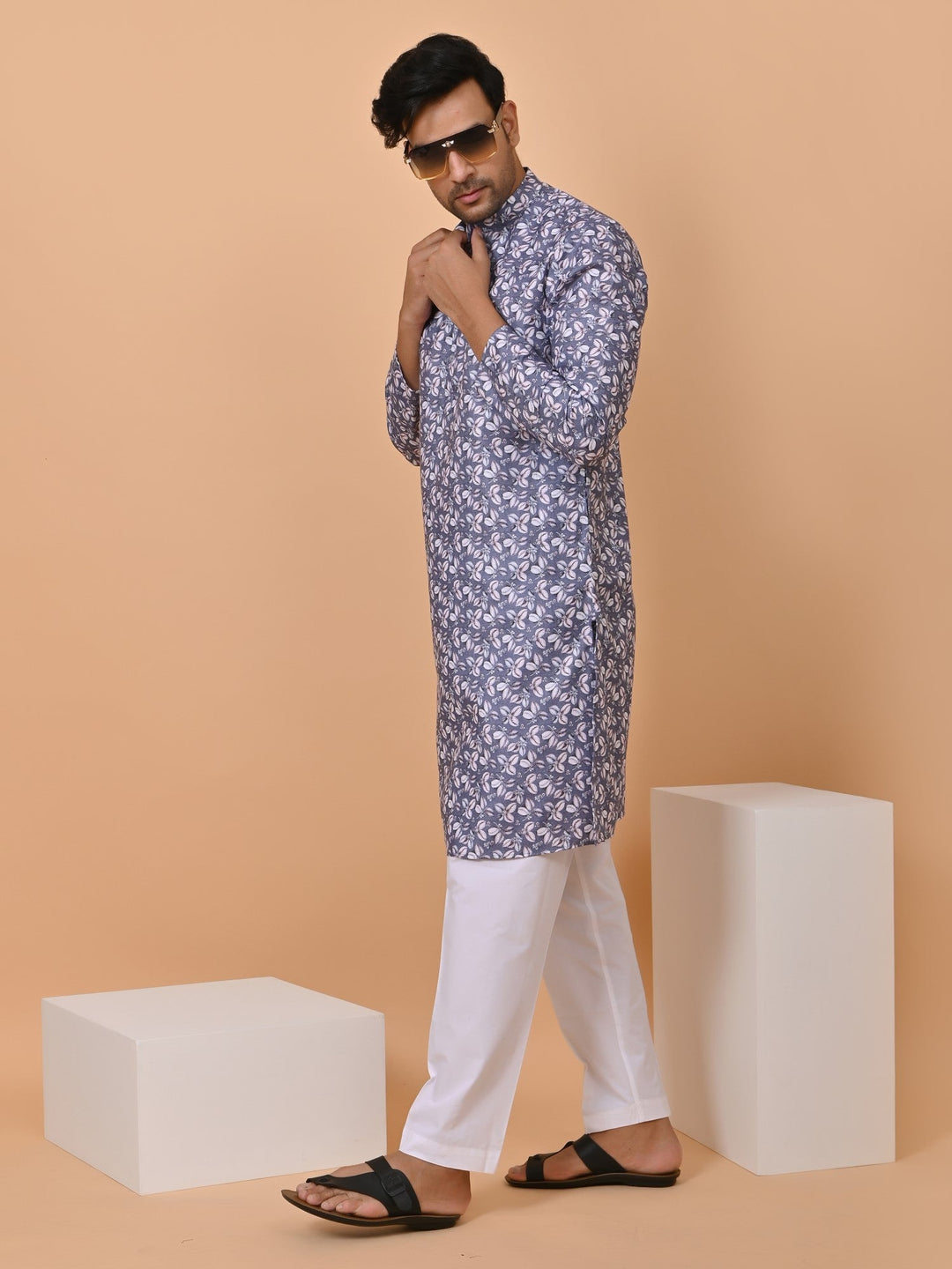 Floral Grey Kurta Set