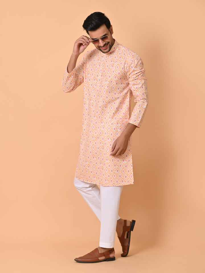 Geometric Orange Kurta Set