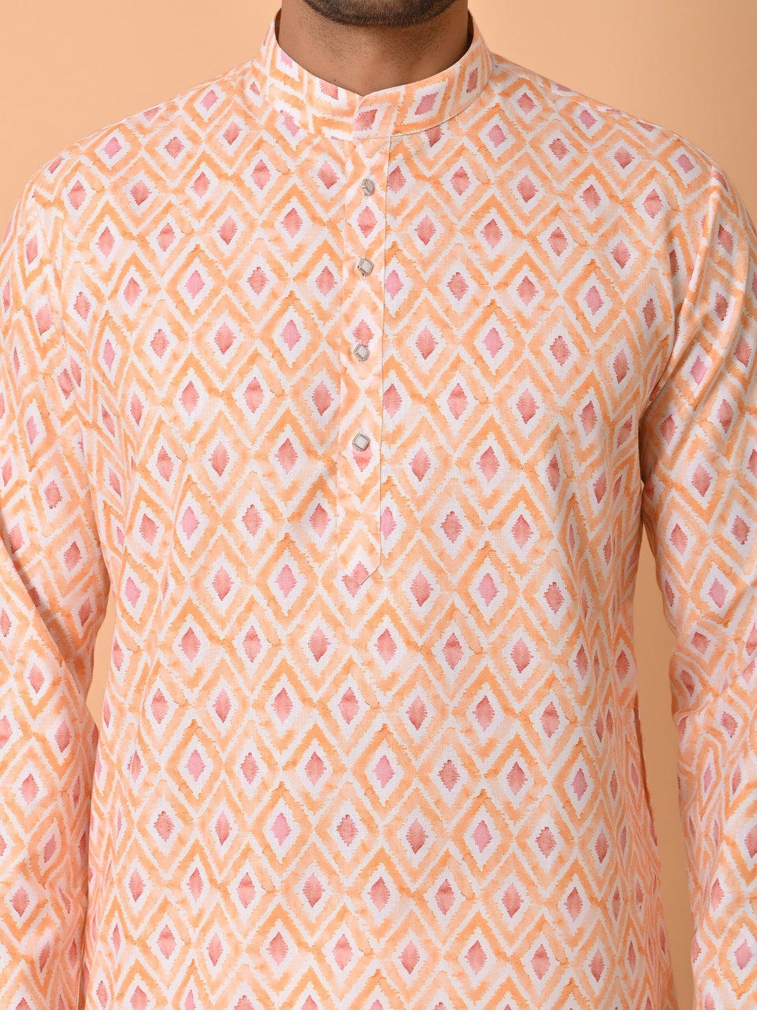 Geometric Orange Kurta Set