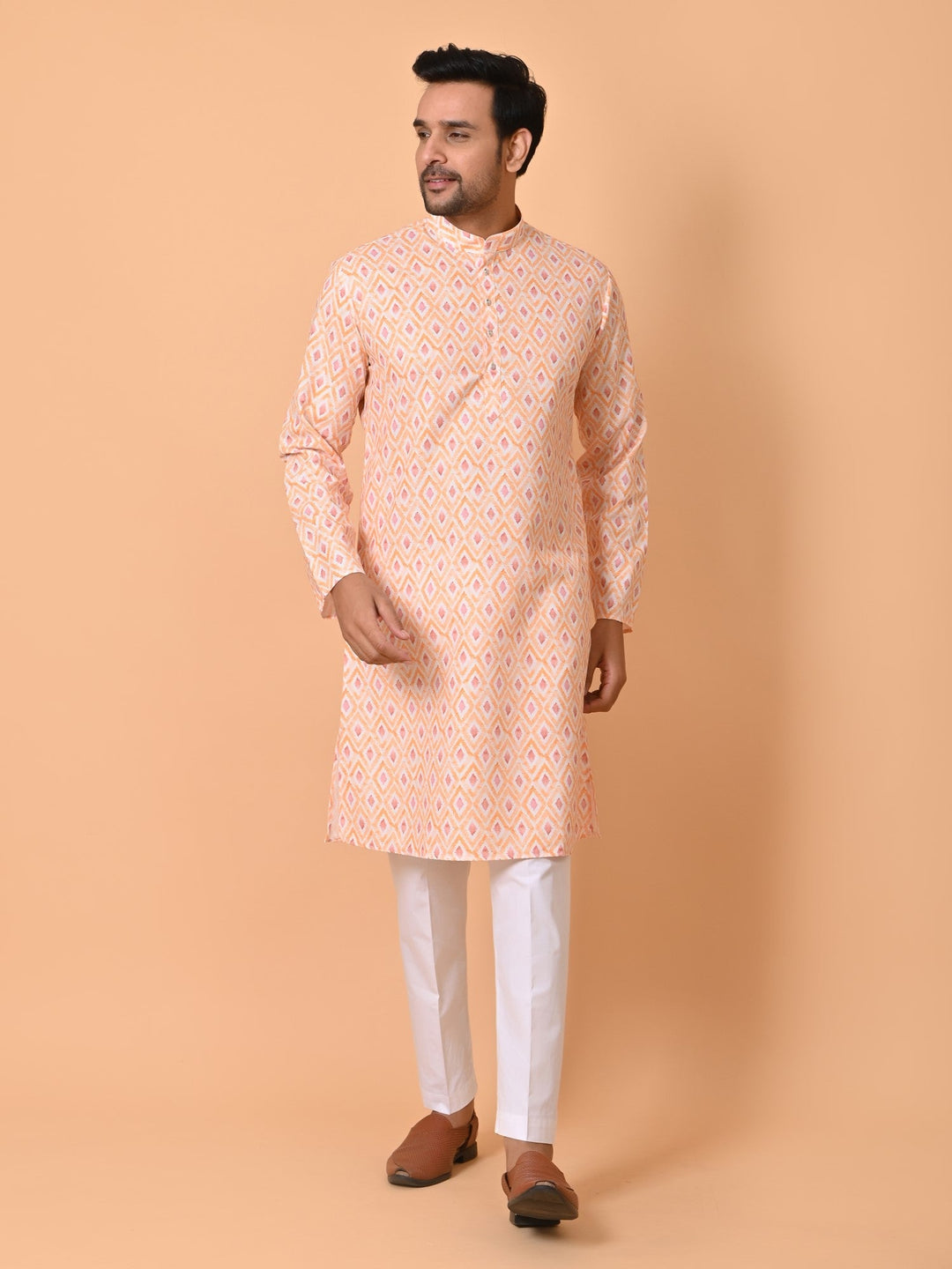 Geometric Orange Kurta Set