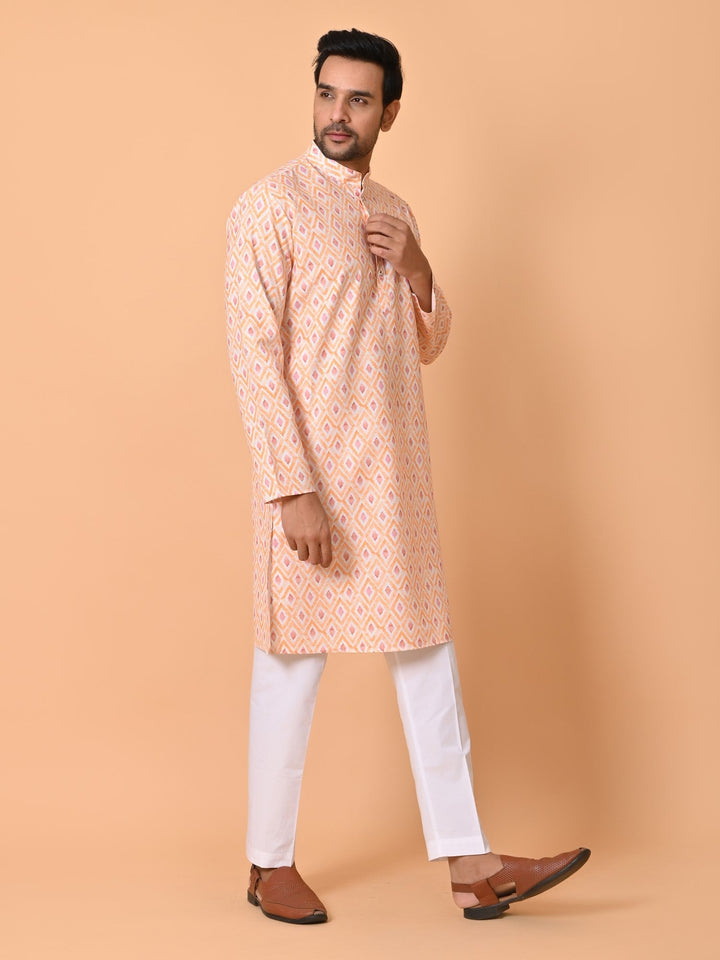 Geometric Orange Kurta Set