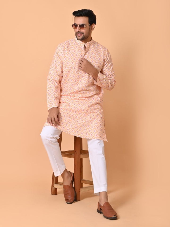 Geometric Orange Kurta Set