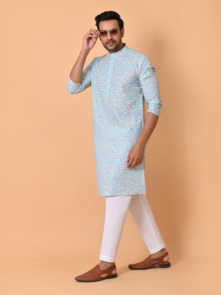 Geometric Green Kurta Set