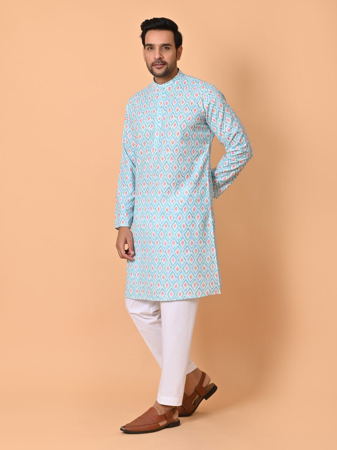 Geometric Green Kurta Set