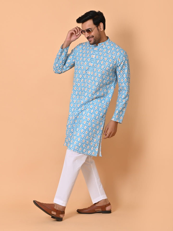 Geometric Blue Kurta Set