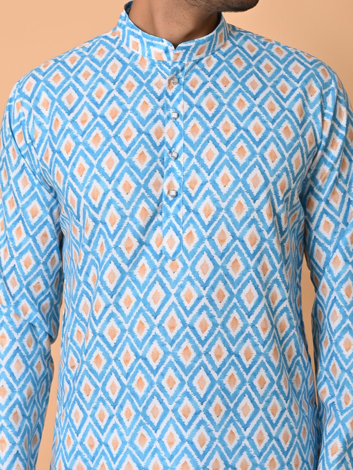 Geometric Blue Kurta Set