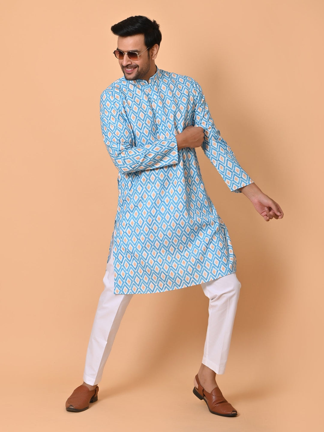 Geometric Blue Kurta Set