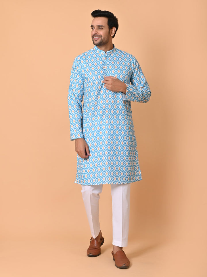 Geometric Blue Kurta Set