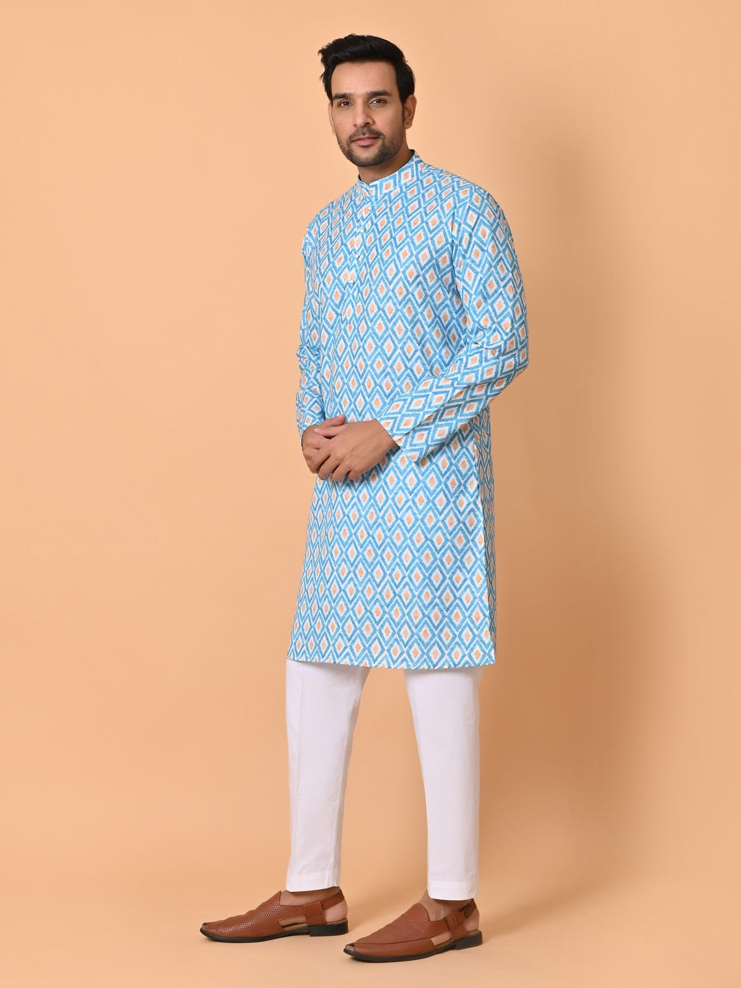 Geometric Blue Kurta Set