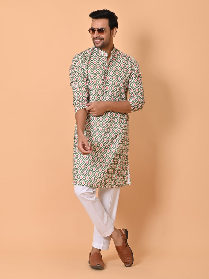 Geometric Green Kurta Set