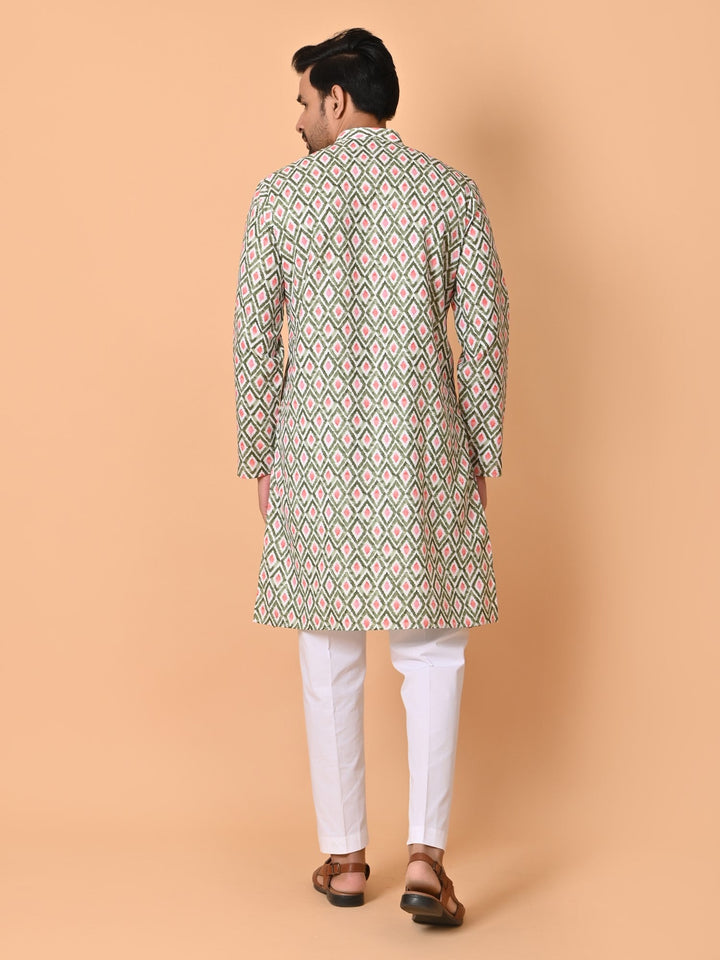 Geometric Green Kurta Set