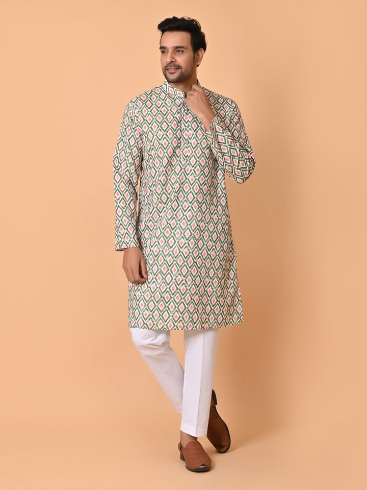 Geometric Green Kurta Set