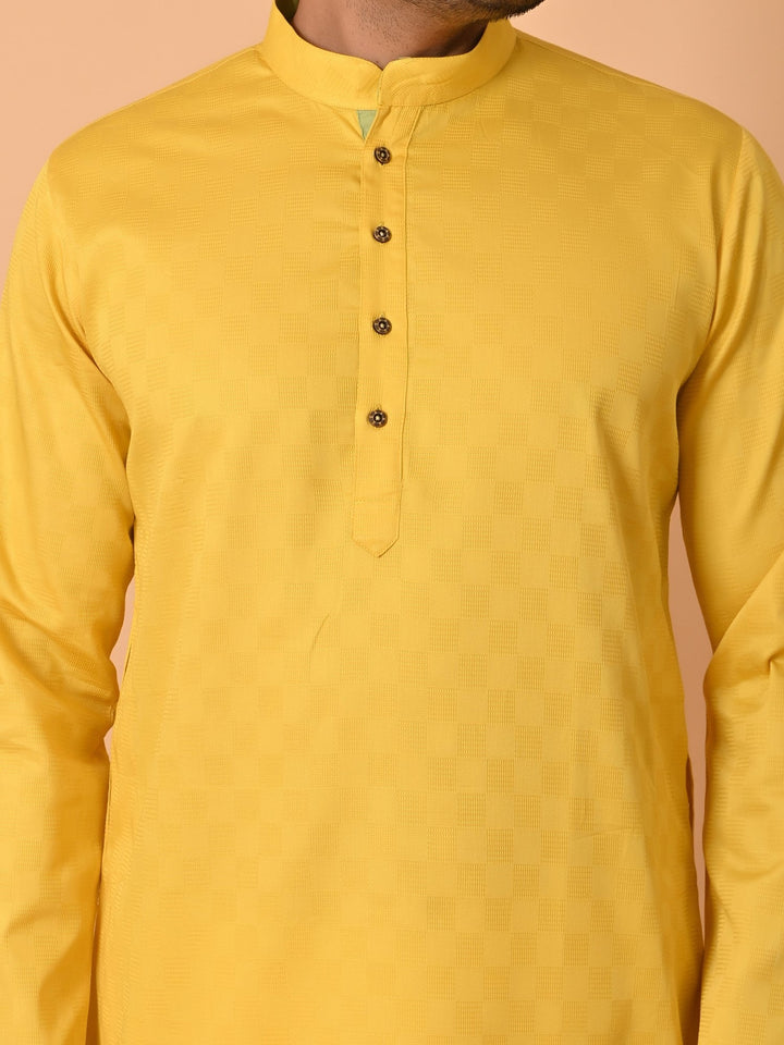 Checked Yellow Kurta Set