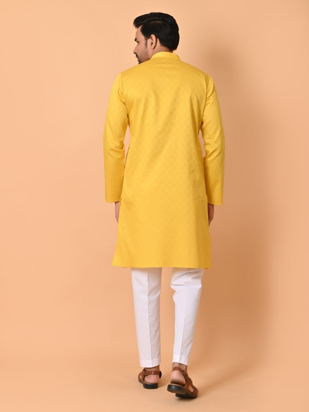 Checked Yellow Kurta Set