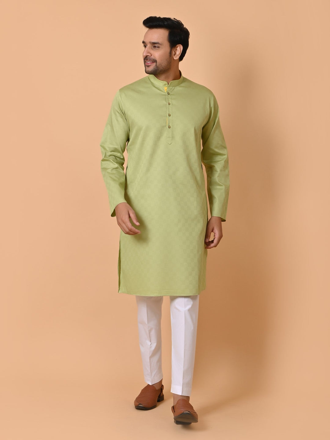 Checked Green Kurta Set