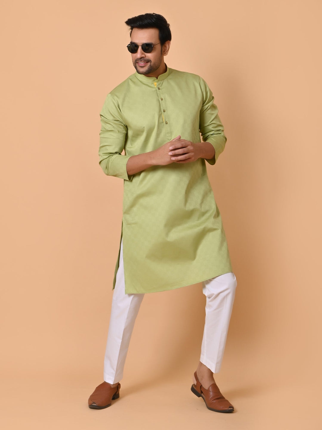 Checked Green Kurta Set