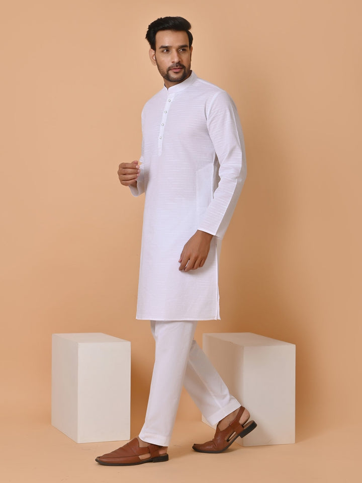 Striped White Kurta Set