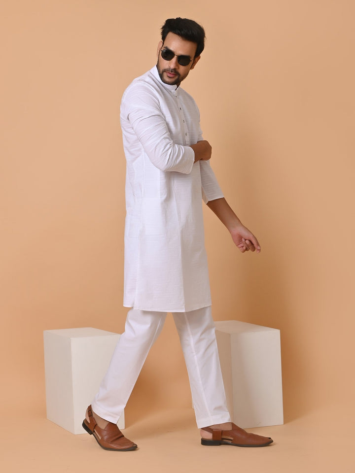 Striped White Kurta Set