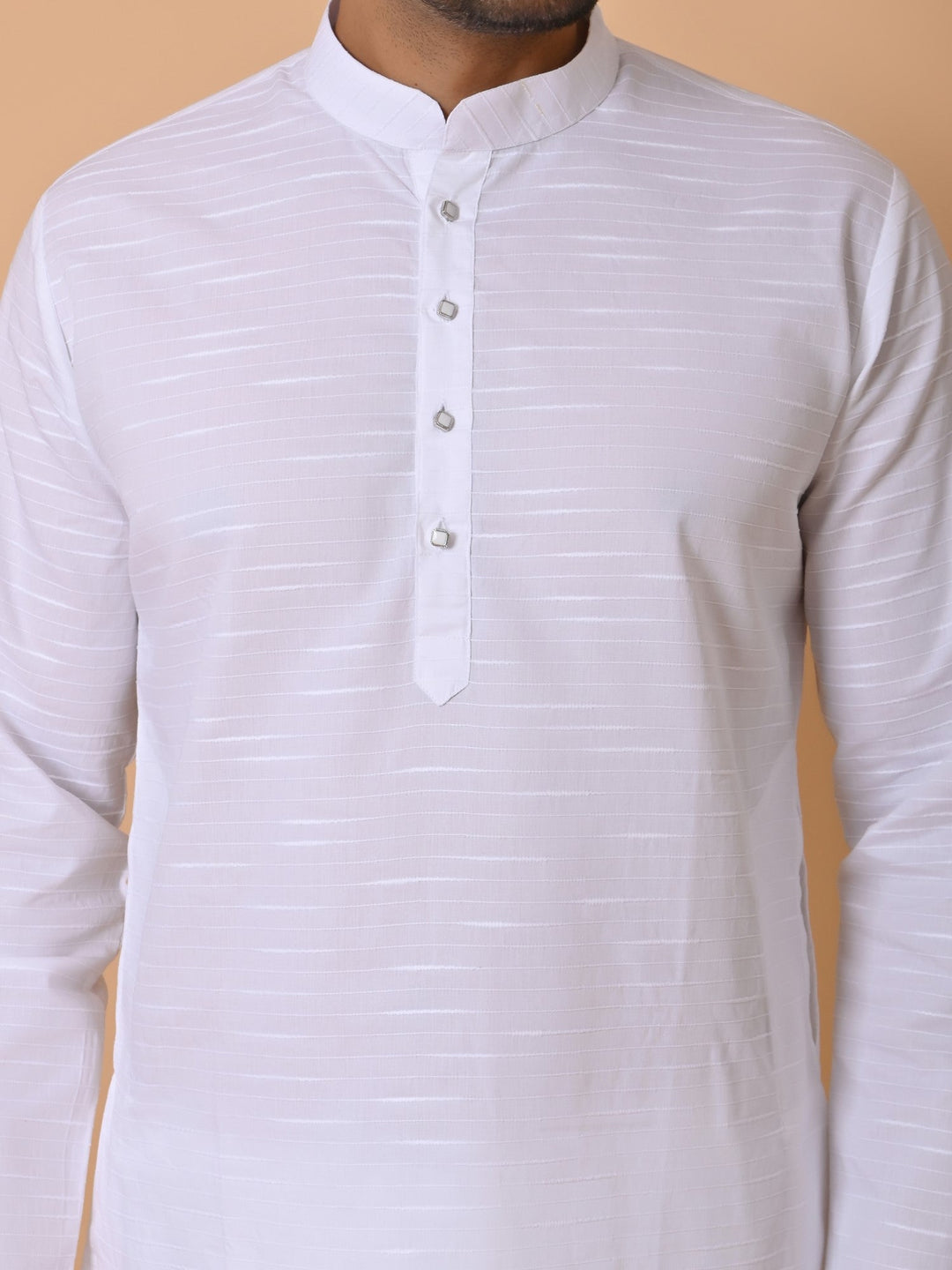 Striped White Kurta Set