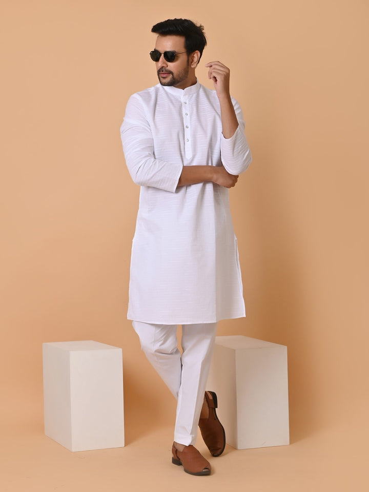 Striped White Kurta Set