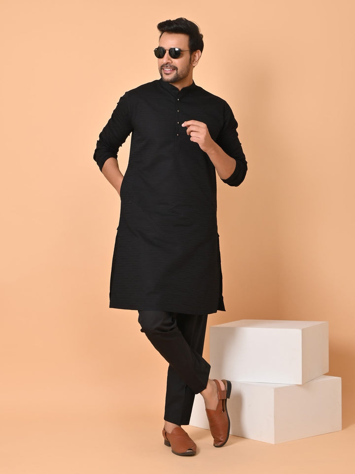 Striped Black Kurta Set