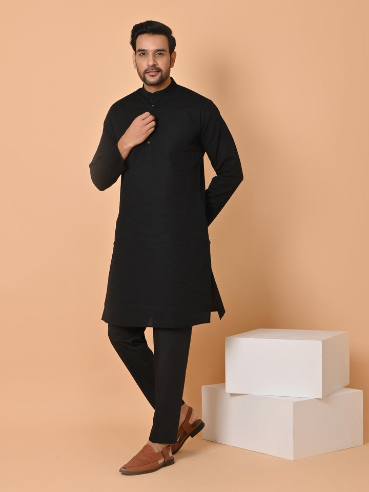 Striped Black Kurta Set