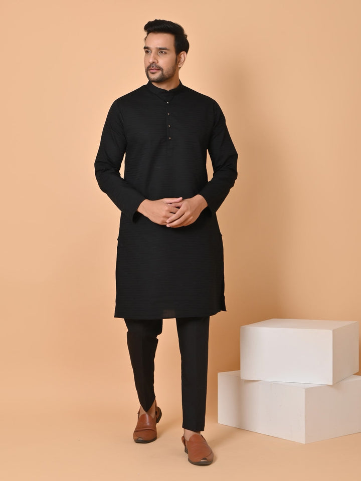 Striped Black Kurta Set