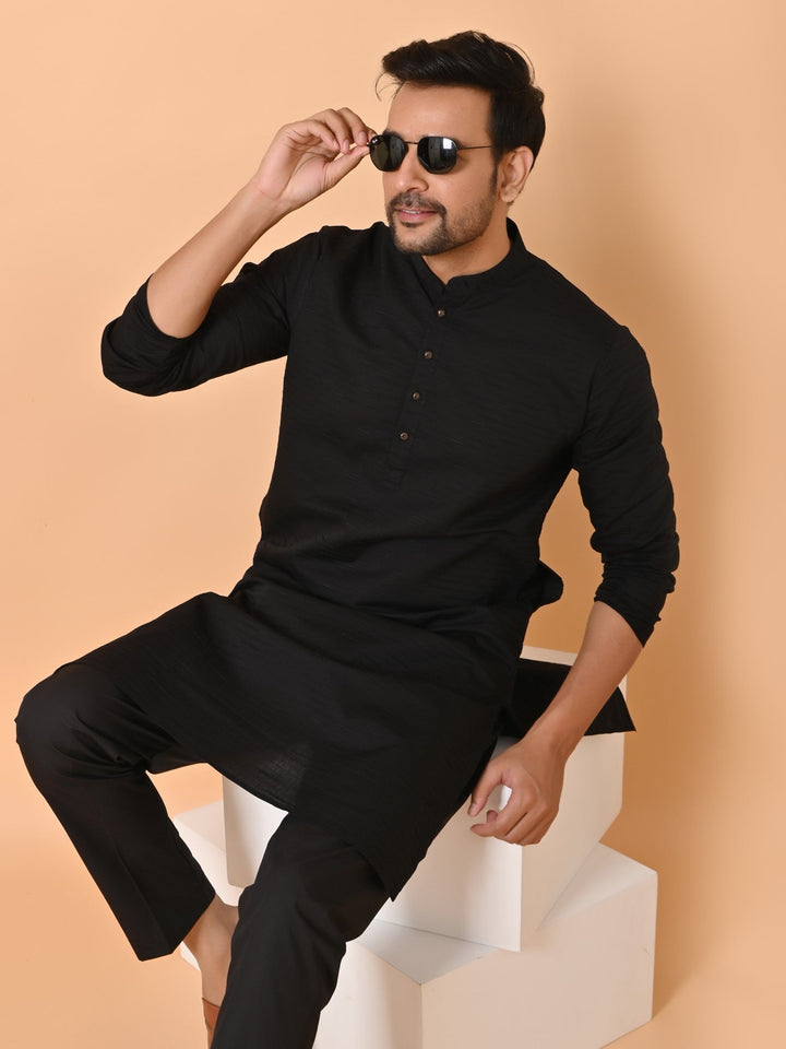 Striped Black Kurta Set