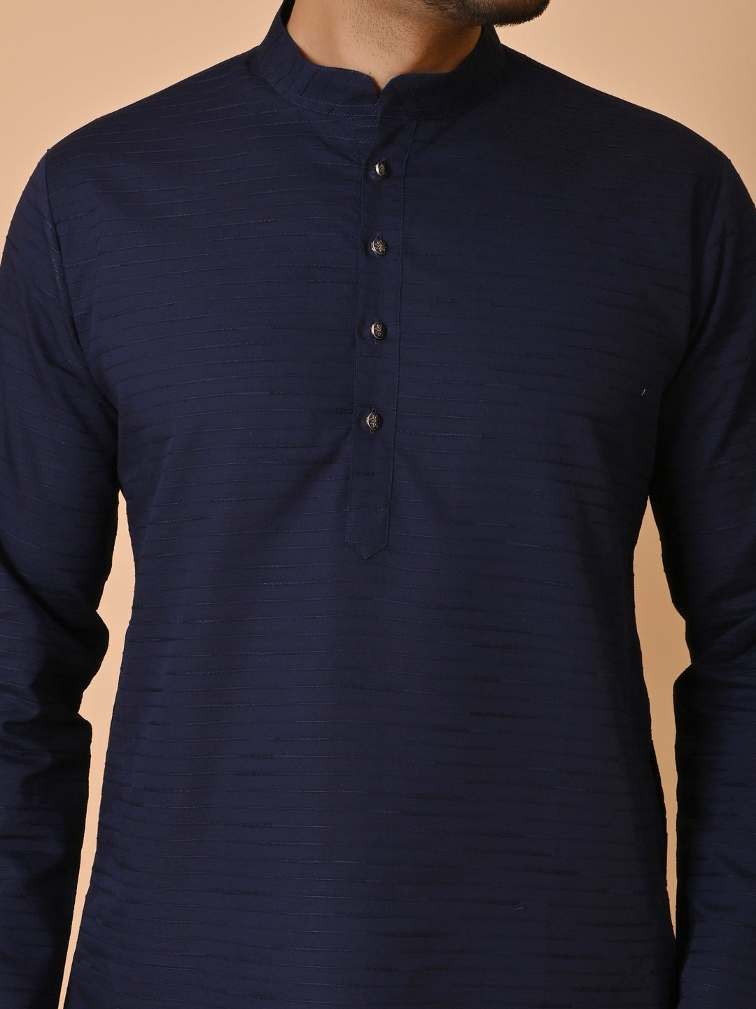 Striped Navy Blue Kurta Set