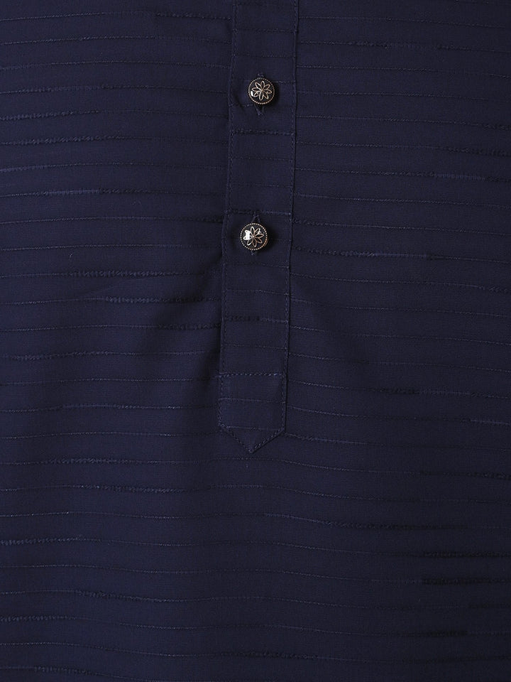 Striped Navy Blue Kurta Set