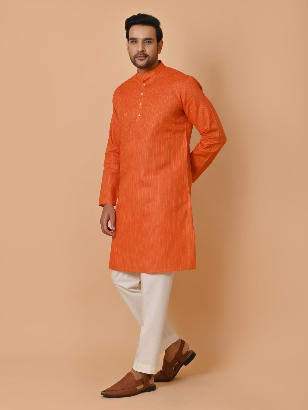 Striped Rust Kurta Set