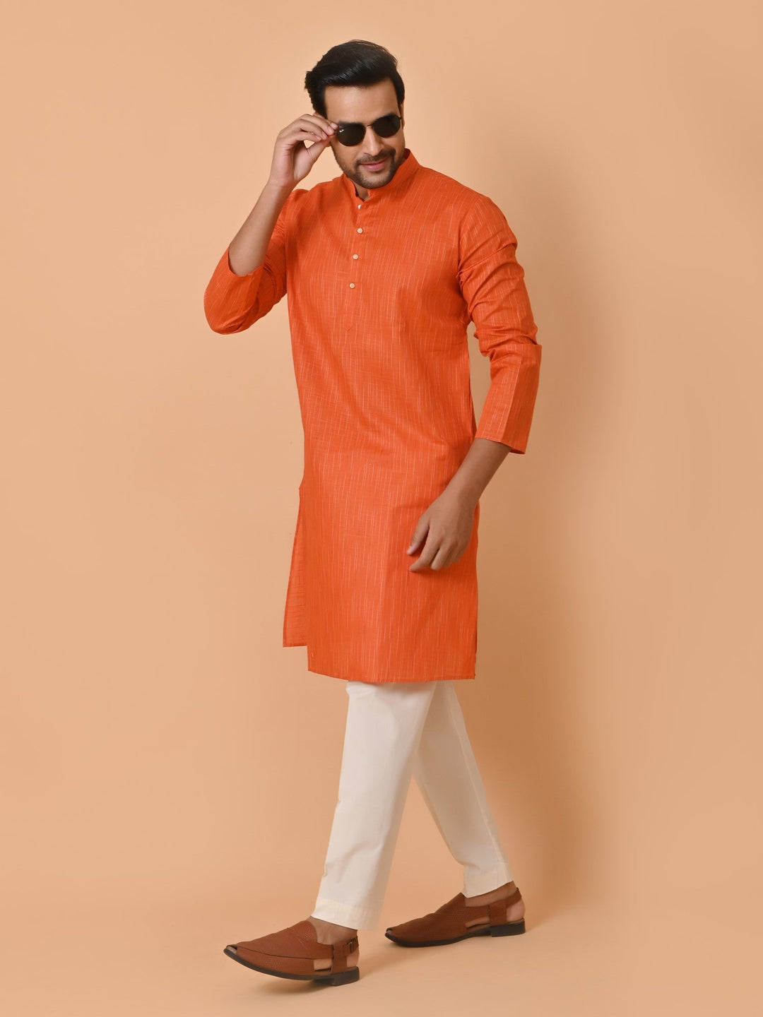 Striped Rust Kurta Set