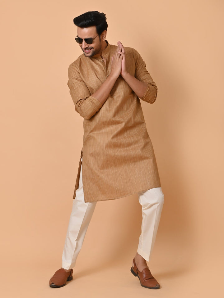 Striped Brown Kurta Set