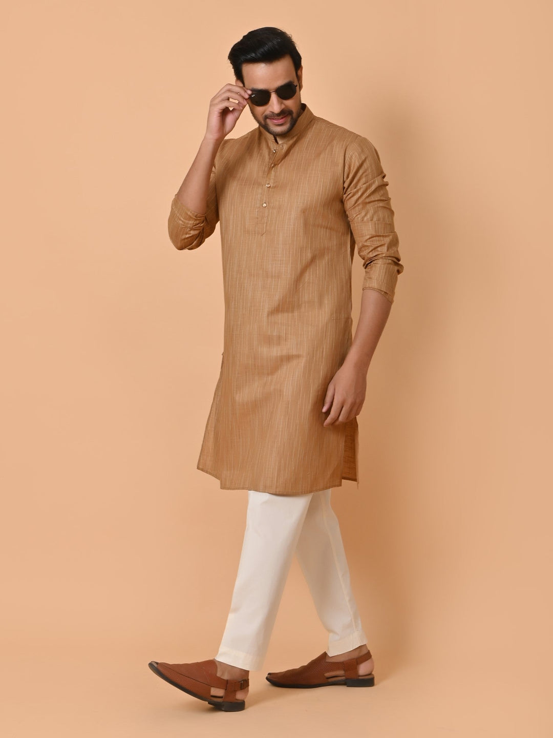 Striped Brown Kurta Set