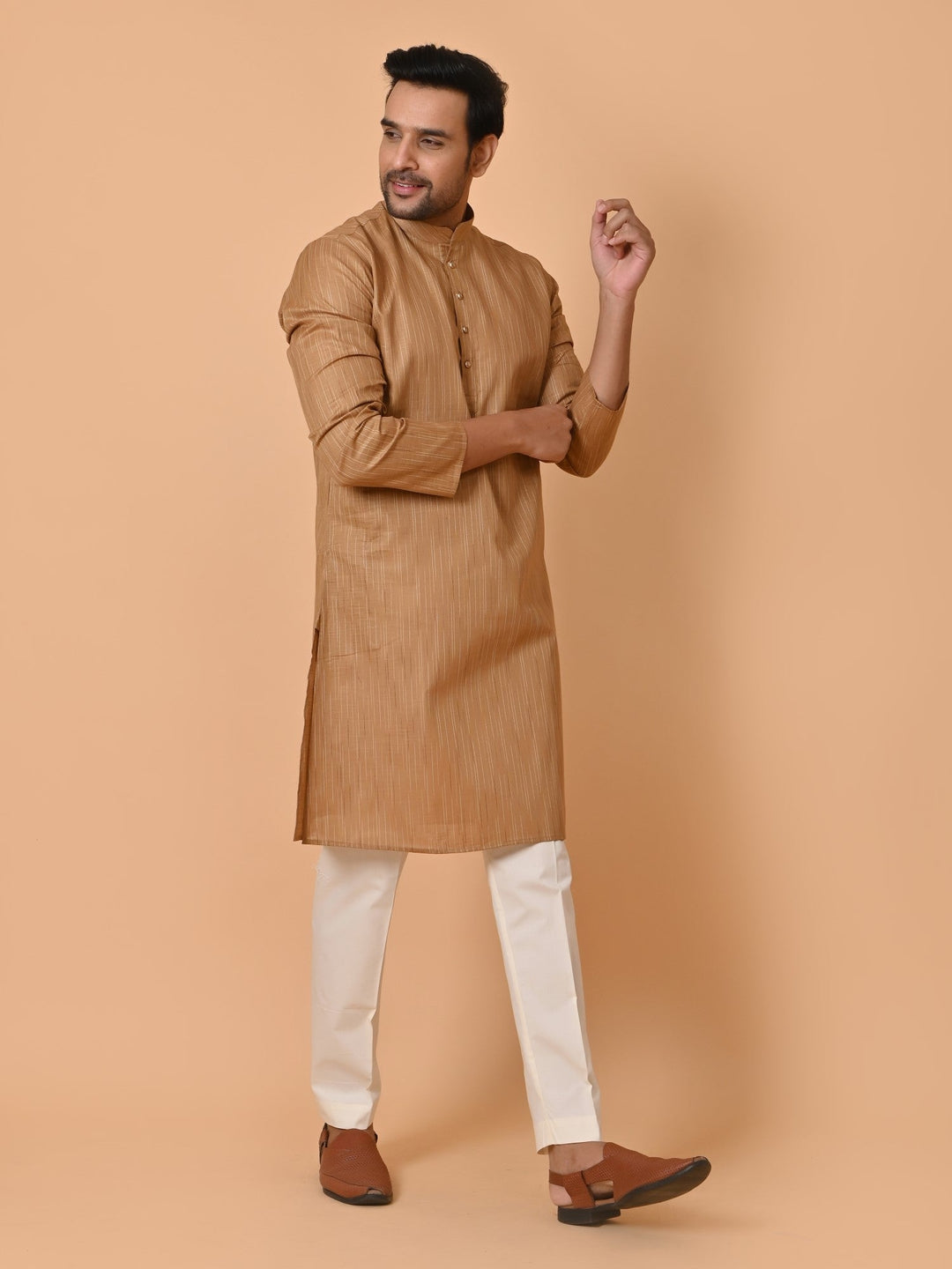 Striped Brown Kurta Set