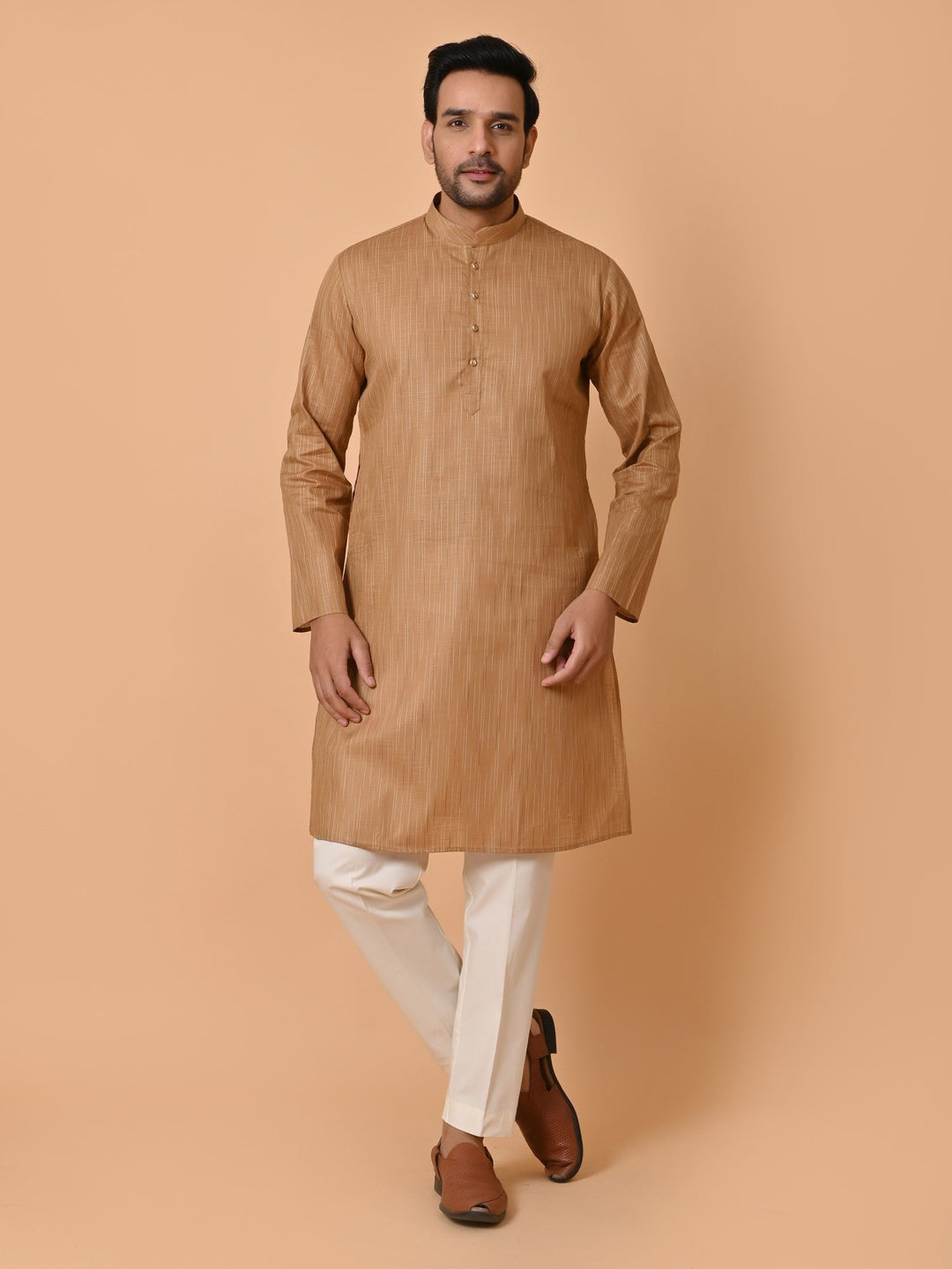 Striped Brown Kurta Set