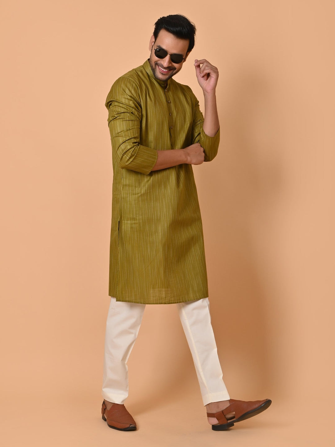 Striped Green Kurta Set