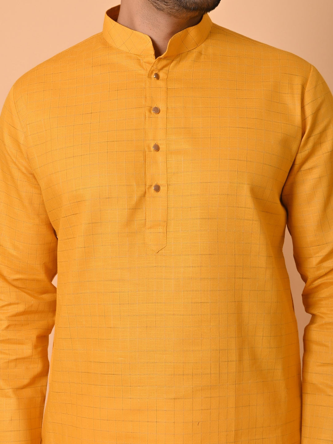 Checked Yellow Kurta Set