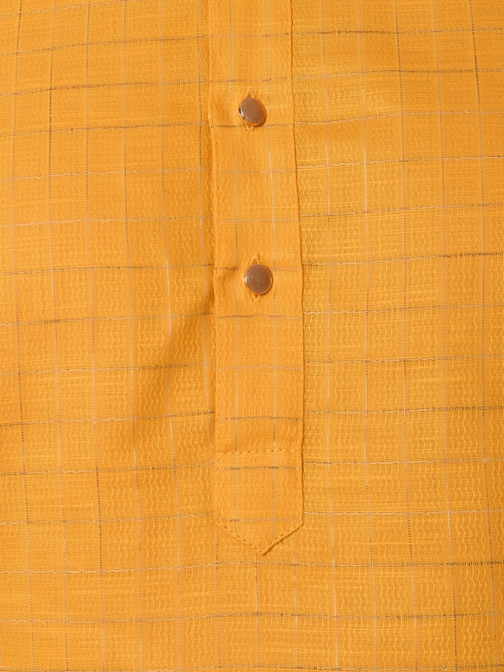 Checked Yellow Kurta Set