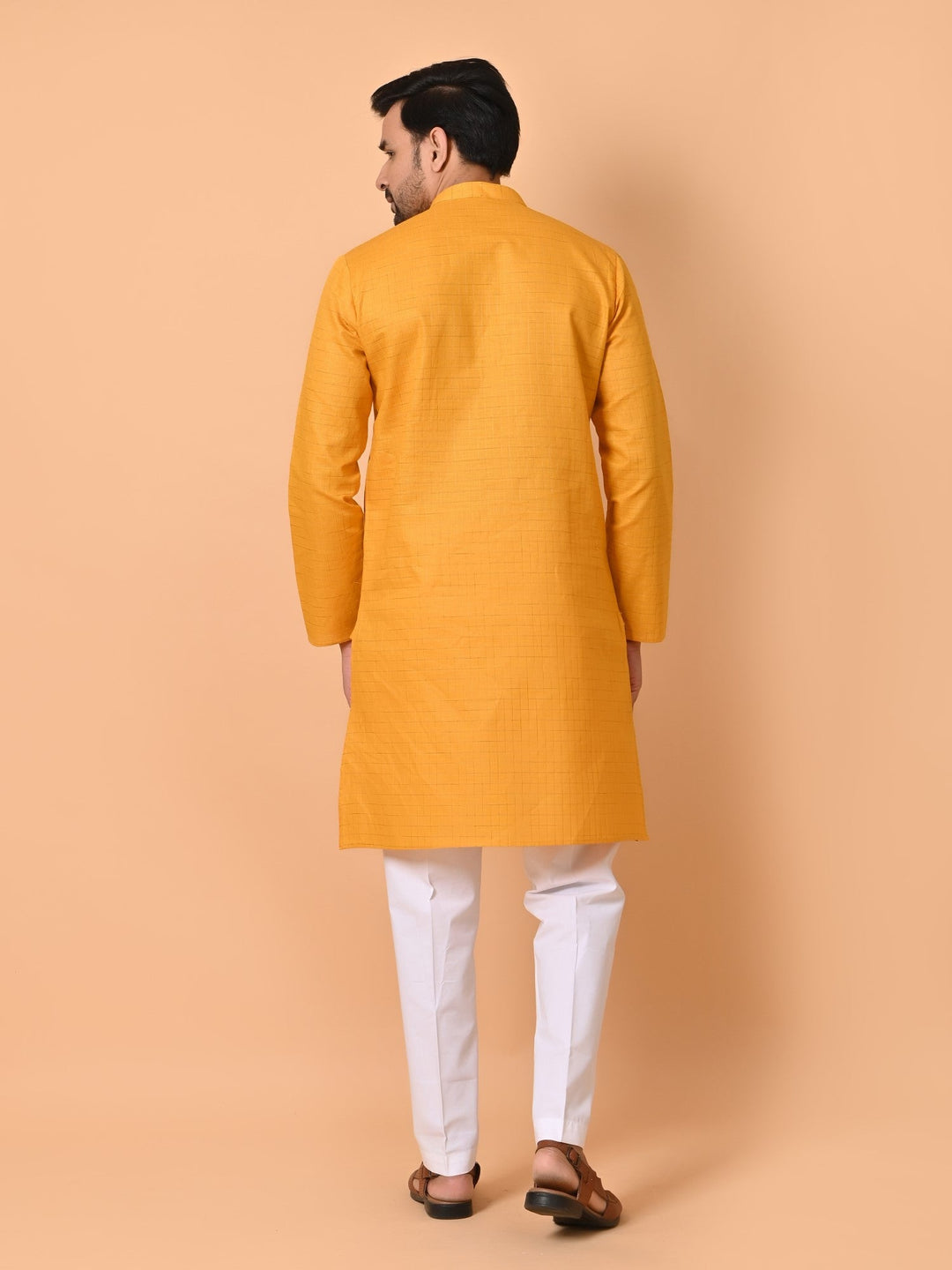 Checked Yellow Kurta Set