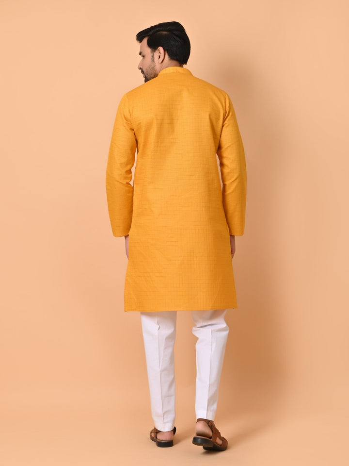 Checked Yellow Kurta Set