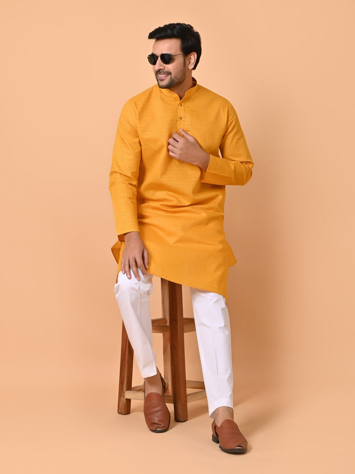 Checked Yellow Kurta Set